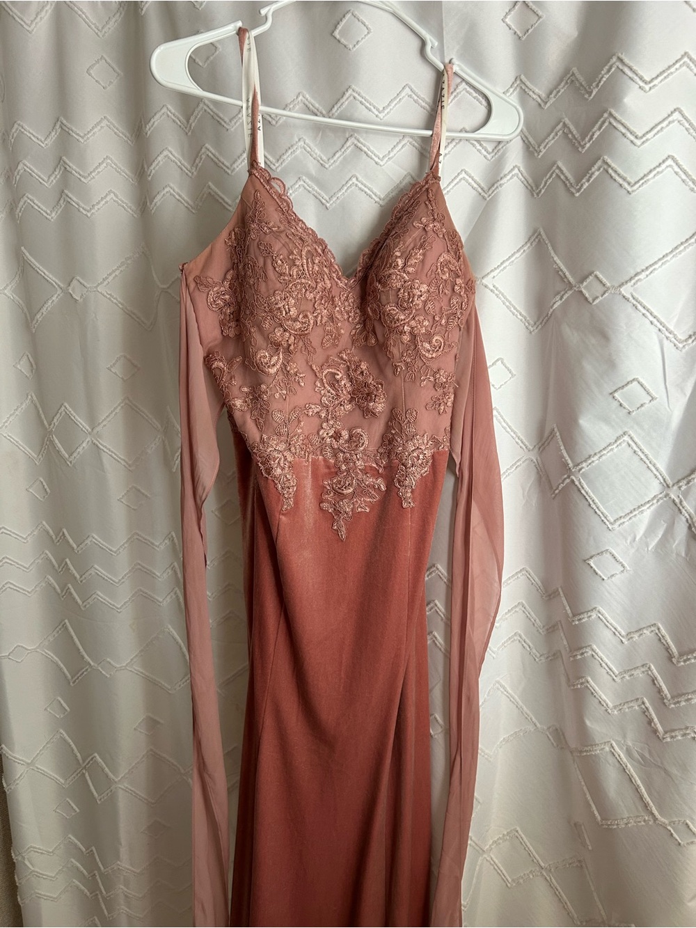 Azazie Mauve Lace-Trim Slip Dress